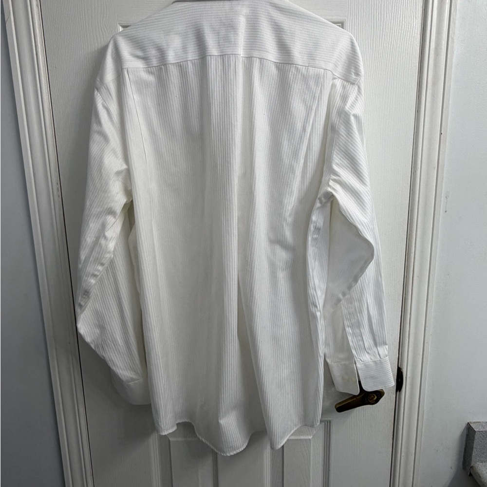 Pronto Uomo Men's White Stripe Non-Iron Dress Shirt 16 32/33 - Picture 6 of 9
